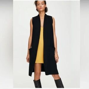 ✨ 🖤 Aritzia Wilfred Olivie Cardigan Black Sleeveless 100% Merino Wool S Timeless